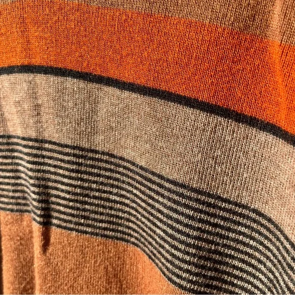 Vintage 70s Campus Knit Striped Collared V-Neck Long Sleeve Sweater Brown - Picture 8 of 10